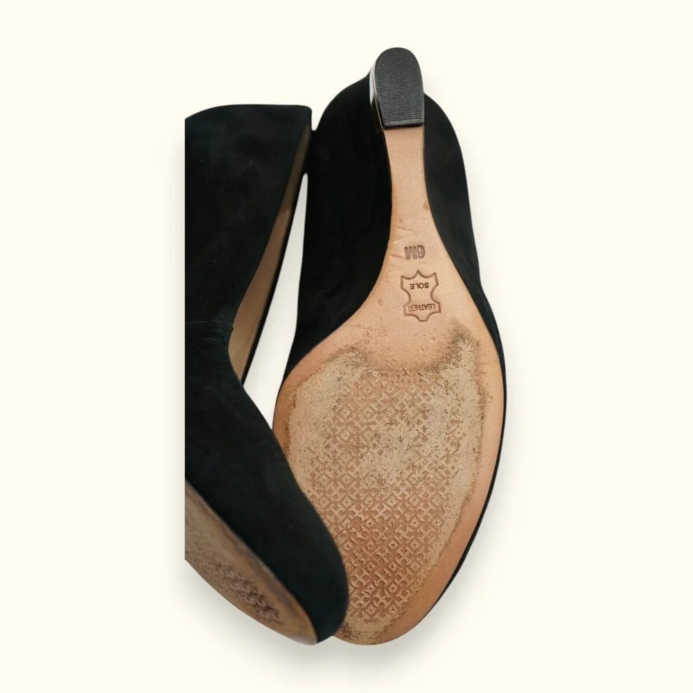 Tory‎ Burch Astoria Wedge Lancaster Suede Shoes Size 6M ~ Heel 3.5